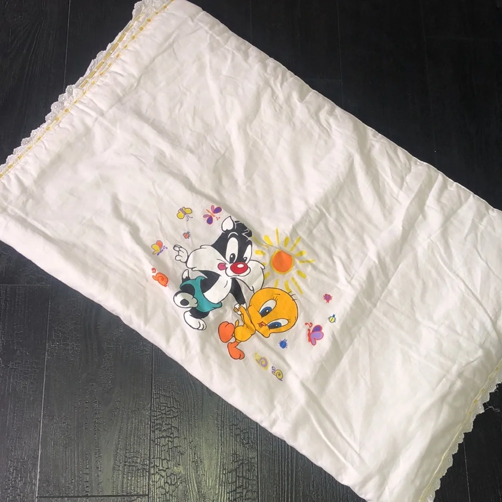 Looney Tunes Sylvester Tweety Bird Toddler Bed Comforter Blanket Vintage‎